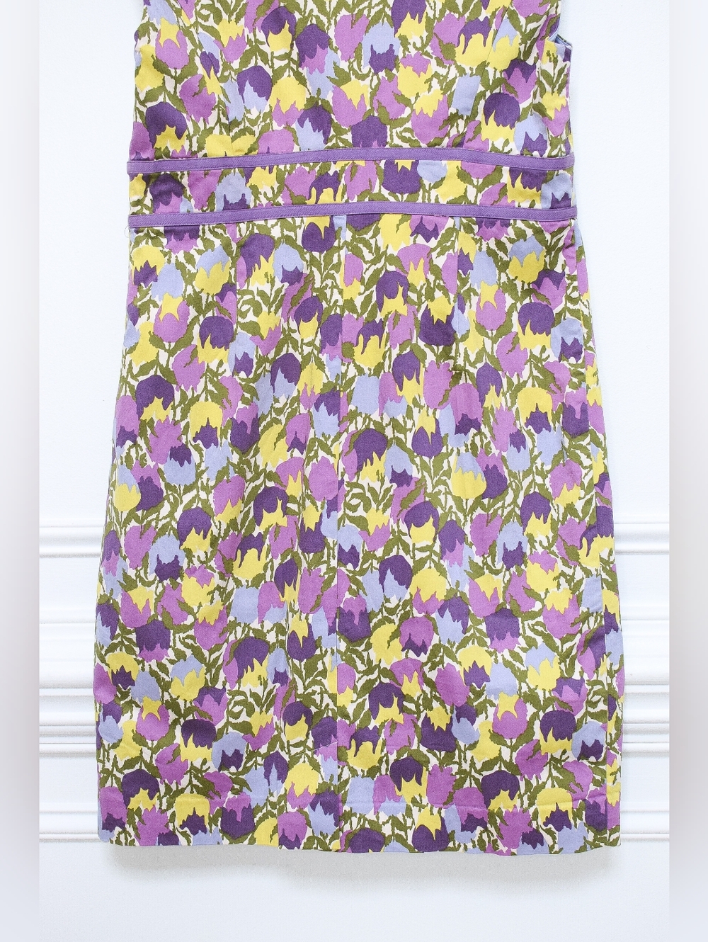 Boden Valentine Tulip Dress Floral Sheath Midi Purple Sz 8 Pastel Coquette Retro - Picture 7 of 8